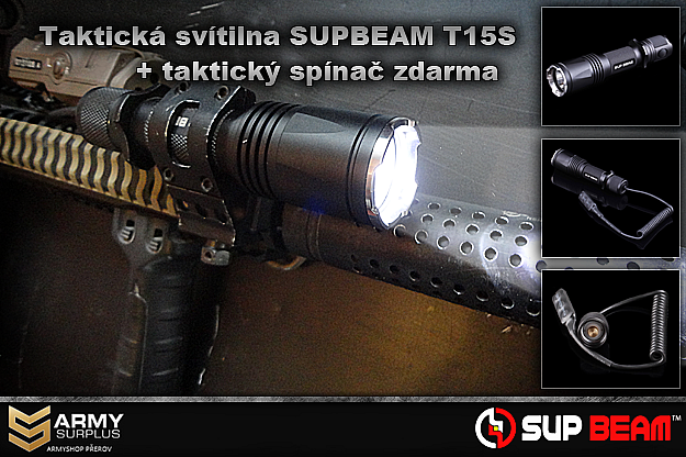 Taktická svítilna SUPBEAM T15S + Zdarma taktický spínač v hodnotě 420 Kč
