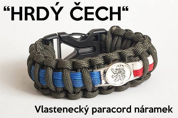 Paracord Náramek HRDÝ ČECH Olivový