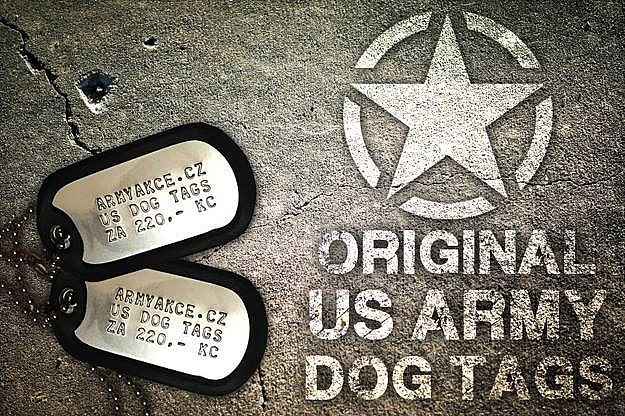 Originální US ARMY DOG TAGS Psí Známky s ražbou + poštovné ZDARMA !