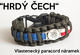 Paracord Náramek HRDÝ ČECH Olivový